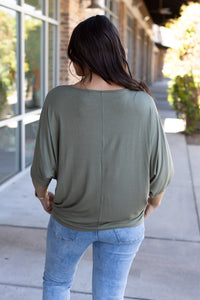 Darcy Dolman Short Sleeve Top - Olive