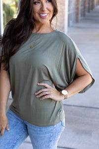 Darcy Dolman Short Sleeve Top - Olive