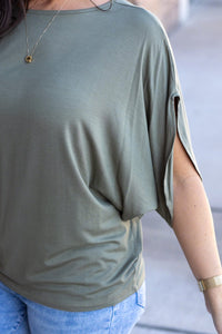 Darcy Dolman Short Sleeve Top - Olive