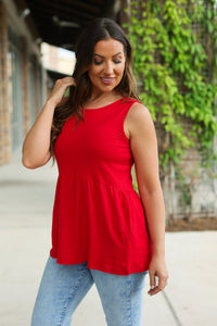 Renee Ruffle Tank Top - Red