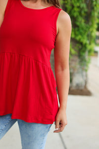 Renee Ruffle Tank Top - Red