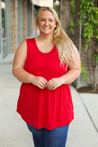 Renee Ruffle Tank Top - Red