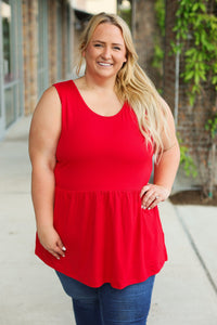 Renee Ruffle Tank Top - Red