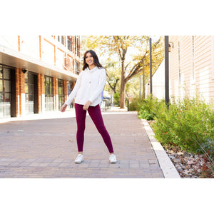 The Molly - MAROON Crossover Full Length Leggings with Pockets  - Luxe by Julia Rose®