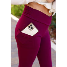 Load image into Gallery viewer, The Molly - MAROON Crossover Full Length Leggings with Pockets  - Luxe by Julia Rose®
