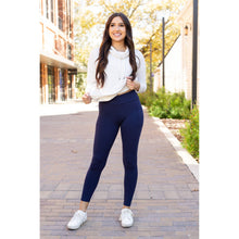 Load image into Gallery viewer, The Nadia - NAVY Crossover Full Length Leggings with Pockets  - Luxe by Julia Rose®
