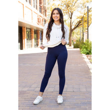 Load image into Gallery viewer, The Nadia - NAVY Crossover Full Length Leggings with Pockets  - Luxe by Julia Rose®
