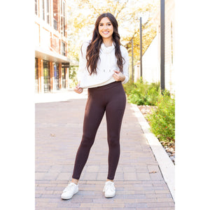 The Becca - BROWN Crossover Full Length Leggings with Pockets - Luxe by Julia Rose®