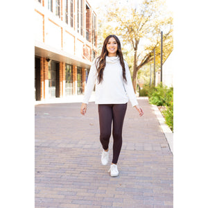 The Becca - BROWN Crossover Full Length Leggings with Pockets - Luxe by Julia Rose®