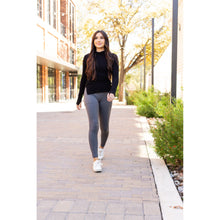 Load image into Gallery viewer, The Caitlin - CHARCOAL Crossover Full Length Leggings with Pockets  - Luxe by Julia Rose®
