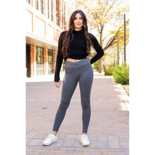 Load image into Gallery viewer, The Caitlin - CHARCOAL Crossover Full Length Leggings with Pockets  - Luxe by Julia Rose®
