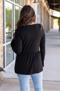 Long Sleeve Sarah Ruffle - Black