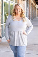 Load image into Gallery viewer, Sarah Long Sleeve Ruffle Top - Light Grey
