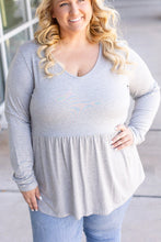 Load image into Gallery viewer, Sarah Long Sleeve Ruffle Top - Light Grey
