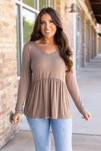 Load image into Gallery viewer, Sarah Long Sleeve Ruffle Top - Mocha
