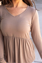 Load image into Gallery viewer, Sarah Long Sleeve Ruffle Top - Mocha
