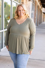 Load image into Gallery viewer, Long Sleeve Sarah Ruffle - Olive | Women&#39;s Top
