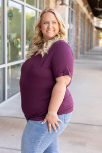 Sophie Pocket Short Sleeve Tee - Burgundy