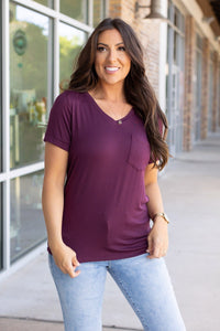 Sophie Pocket Short Sleeve Tee - Burgundy