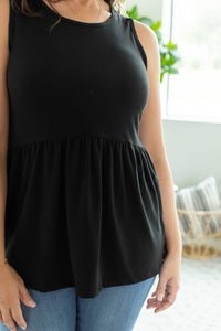 Renee Ruffle Tank Top - Black