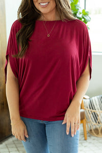 Darcy Dolman Short Sleeve Top - Burgundy