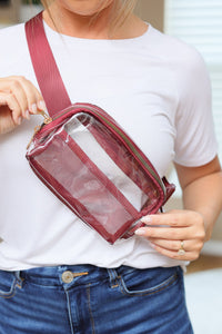 Clear Crossbody Bag in Wine