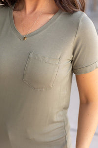 Sophie Pocket Short Sleeve Tee - Olive