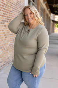 Harper Long Sleeve Henley Top - Olive