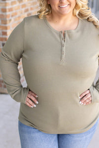 Harper Long Sleeve Henley Top - Olive