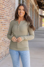 Load image into Gallery viewer, Harper Long Sleeve Henley Top - Olive
