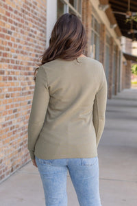 Harper Long Sleeve Henley Top - Olive