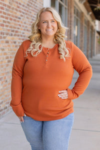 Harper Long Sleeve Henley Top - Pumpkin