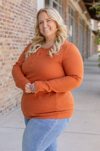 Harper Long Sleeve Henley Top - Pumpkin