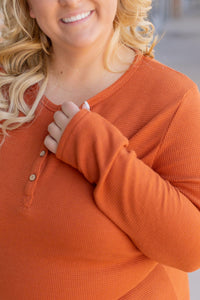 Harper Long Sleeve Henley Top - Pumpkin