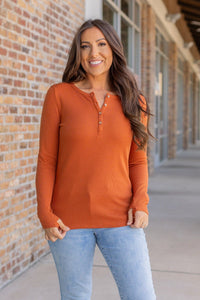 Harper Long Sleeve Henley Top - Pumpkin