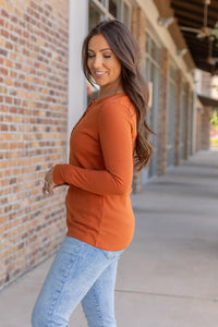 Harper Long Sleeve Henley Top - Pumpkin