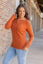 Load image into Gallery viewer, Harper Long Sleeve Henley Top - Pumpkin
