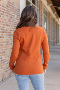 Harper Long Sleeve Henley Top - Pumpkin