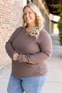 Harper Long Sleeve Henley Top - Mocha