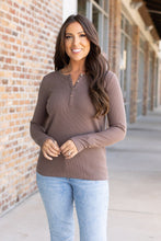 Load image into Gallery viewer, Harper Long Sleeve Henley Top - Mocha
