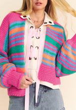 Load image into Gallery viewer, Contrast Striped Open Front Long Sleeve Cardigan
