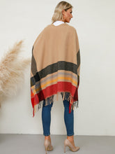 Load image into Gallery viewer, Fringe Contrast Plaid Poncho (multiple color options)
