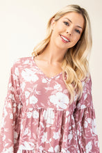 Load image into Gallery viewer, Tiered Floral V-Neck Long Sleeve Blouse
