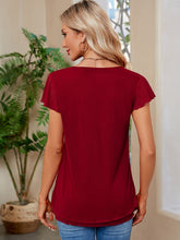 Load image into Gallery viewer, Ruched V-Neck Short Sleeve Top  (multiple color options)
