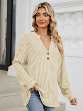 Load image into Gallery viewer, Ribbed Notched Long Sleeve Top (multiple color options)
