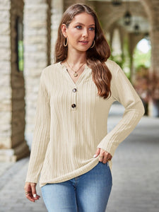 Notched Long Sleeve T-Shirt  (multiple color options)