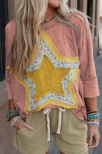 Star Applique Round Neck T-Shirt (2 color options)