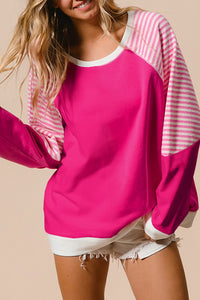 Striped Round Neck Long Sleeve Sweatshirt