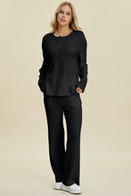 Load image into Gallery viewer, Cable-Knit Long Sleeve Top and Pants Set (multiple color options)
