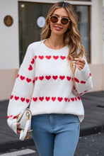 Load image into Gallery viewer, Heart Round Neck Long Sleeve Sweater (multiple color options)
